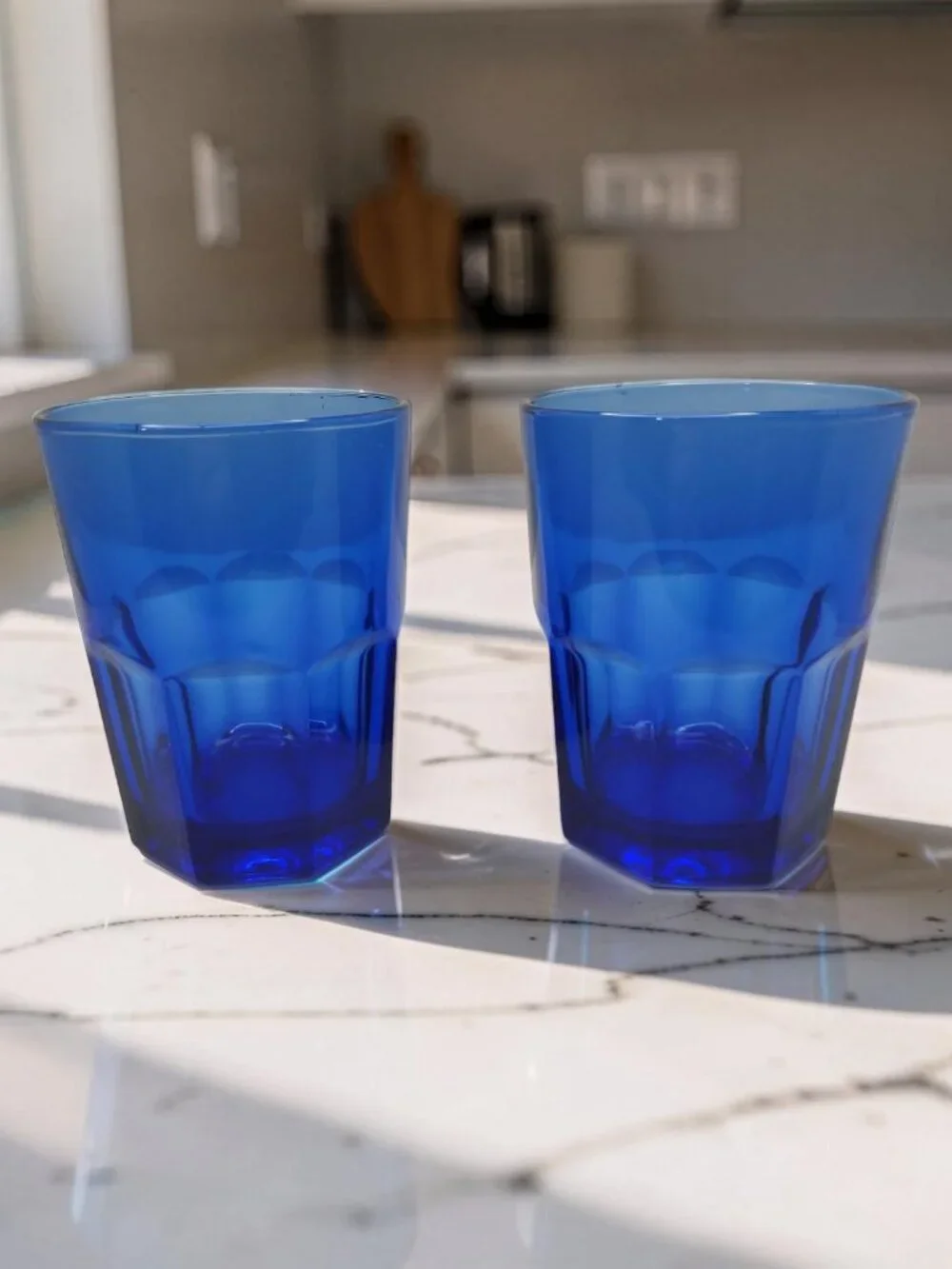 vintage set of crisa boston cobalt blue 8oz glass tumblers